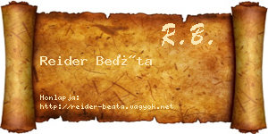 Reider Beáta névjegykártya